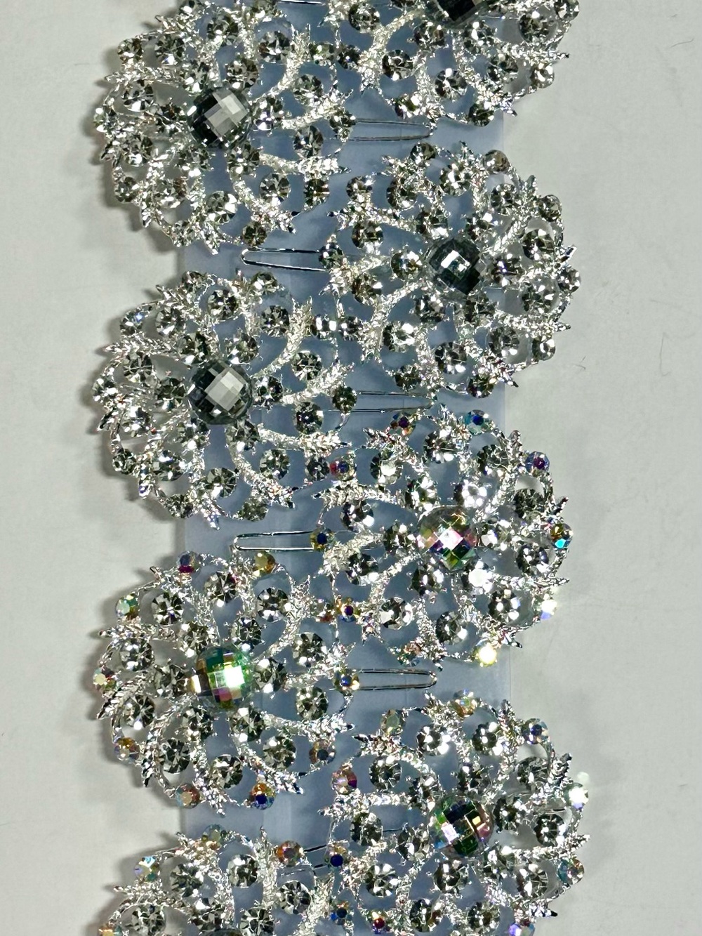 12 pcs Sparkling Silver Rhinestone Floral Hair Combs - Elegant Women’s Hair